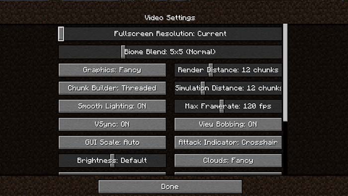 Minecraft Video Settings